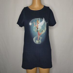 Teefury Tinker Bell Disney Graphic T Shirt Navy M